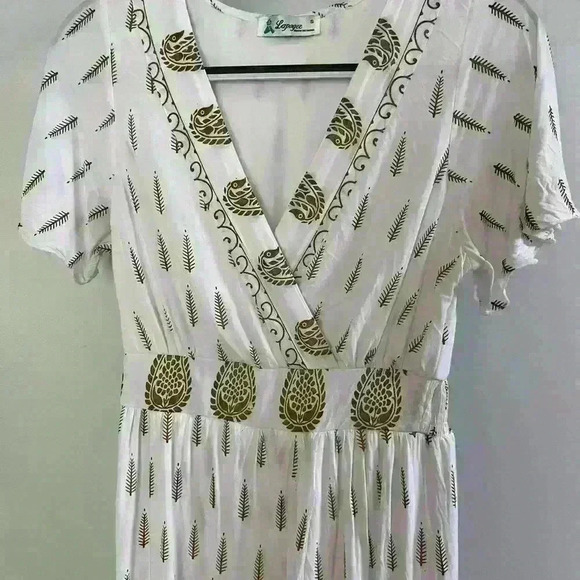 Lapogee Women’s Dress White &. Gold Made in India Size S - Picture 2 of 9